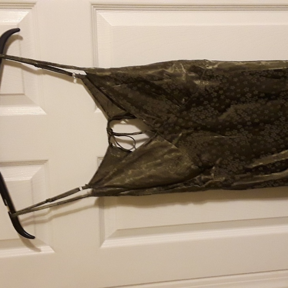 AUGUSTE the Label Cyd Midi Slip Dress floral Khaki Olive XXL tie back BNWT Satin - Picture 12 of 16